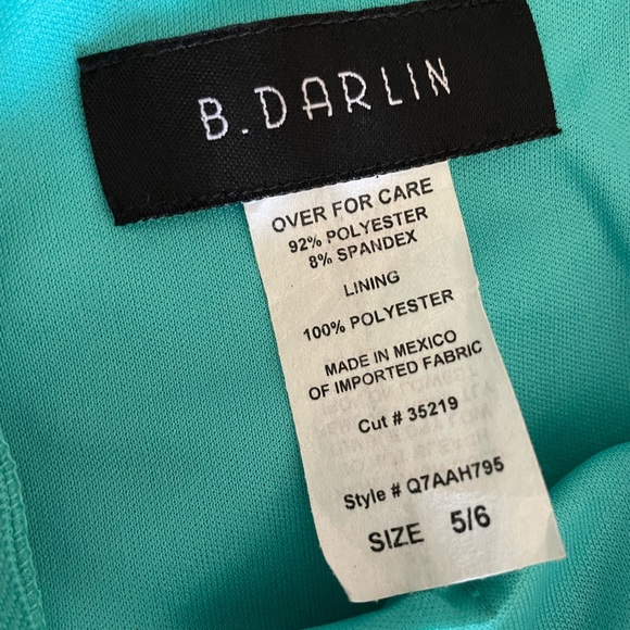 Mini Dress Turquoise Off Shoulder B. Darlin - Size 5/6 NWOT - Picture 2 of 6